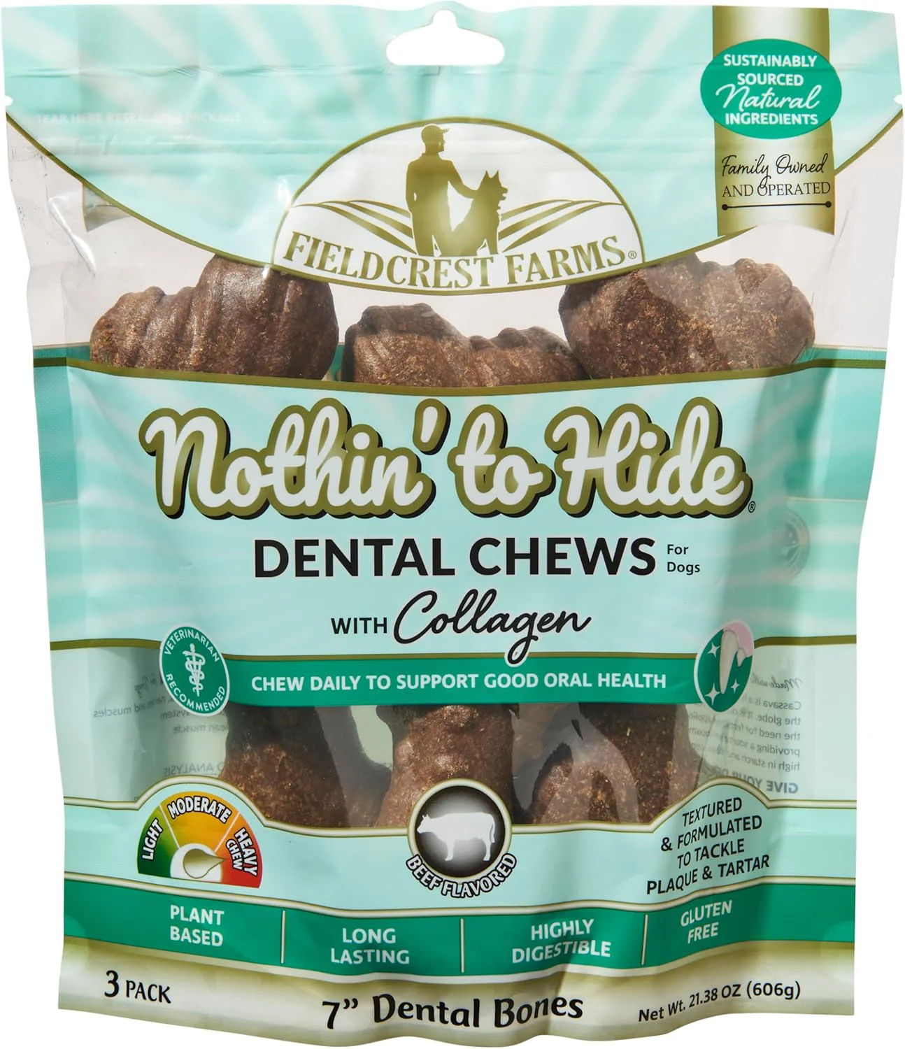 Fieldcrest Dental Chews for Dogs, Bone – Tackles Plaque, Tartar, Promotes Dental Health – w/Collagen, Organic, Gluten-Free - Image 8