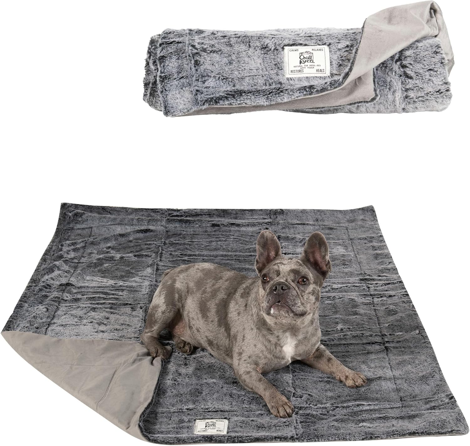 Dog Gone Smart Chilli Kuzzi FIR Blanket - Velvet Velboa and Tipped PV Plush - Ultra-Soft Dog Blanket with Far Infrared Technology - Calms, Relaxes and Heals - Suitable for Every Dog - Grey - Image 8