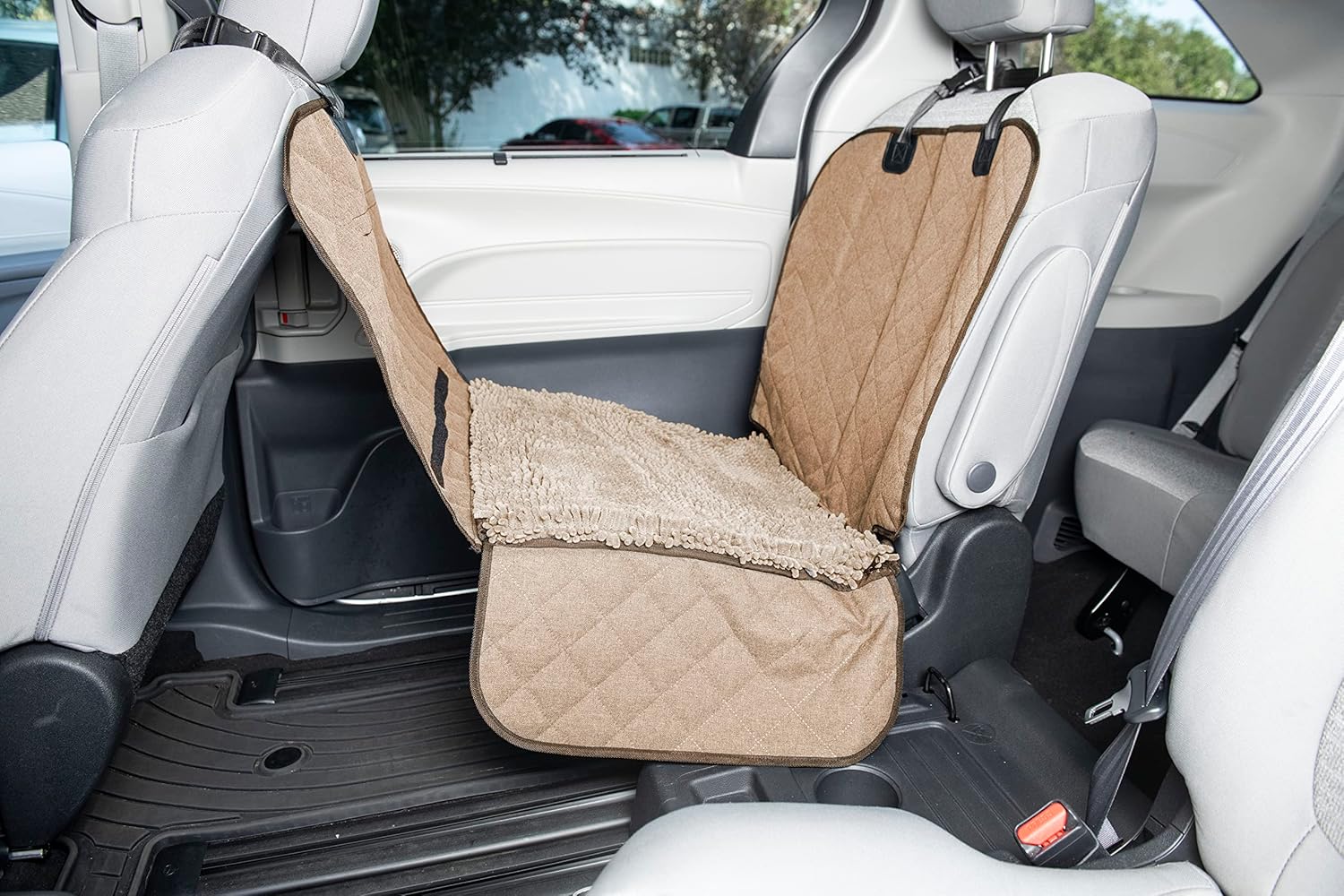 Dog Gone Smart Pet Products Single Backseat Dog Cover for Car - Highly Absorbent Microfiber Material w/Hammock Safety Feature - Durable Oxford Water-Proof Fabric (44In X 35 in)