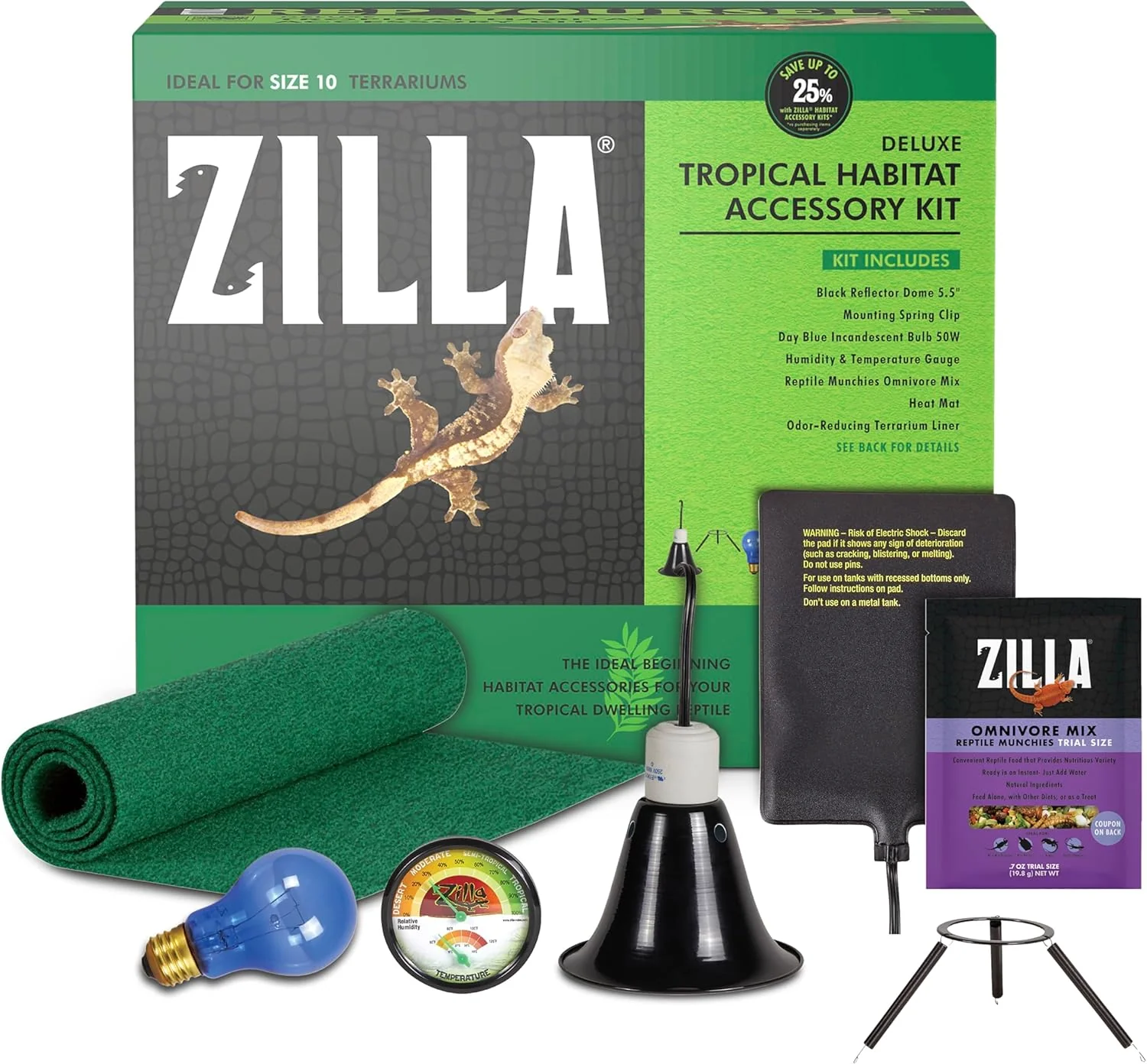 Dragon Habitat Accessory Kit, Easy Starter Kit for Bearded Dragons, Includes Lighting, UVB, Heat, Bedding, Humidity, Temperature and Food, Ideal for Habitats 20L - 60 BR Terrariums - Image 2