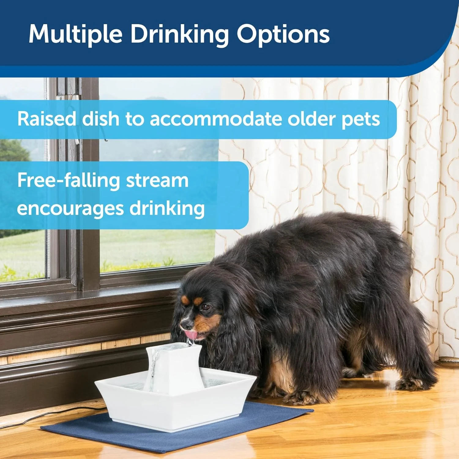 Drinkwell - PetSafe Drinkwell Pagoda Ceramic Cat & Dog Water Fountain, 70oz Capacity, Encourages Hydration, Open Bowl Design, White - Image 5