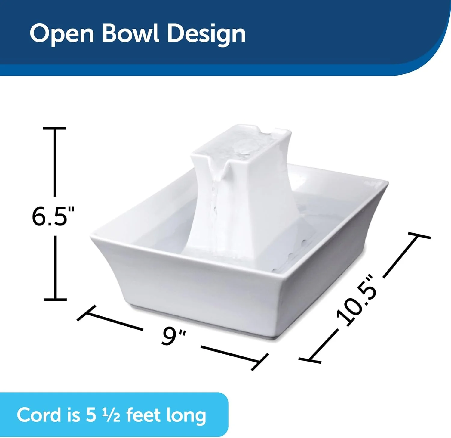 Drinkwell - PetSafe Drinkwell Pagoda Ceramic Cat & Dog Water Fountain, 70oz Capacity, Encourages Hydration, Open Bowl Design, White - Image 7