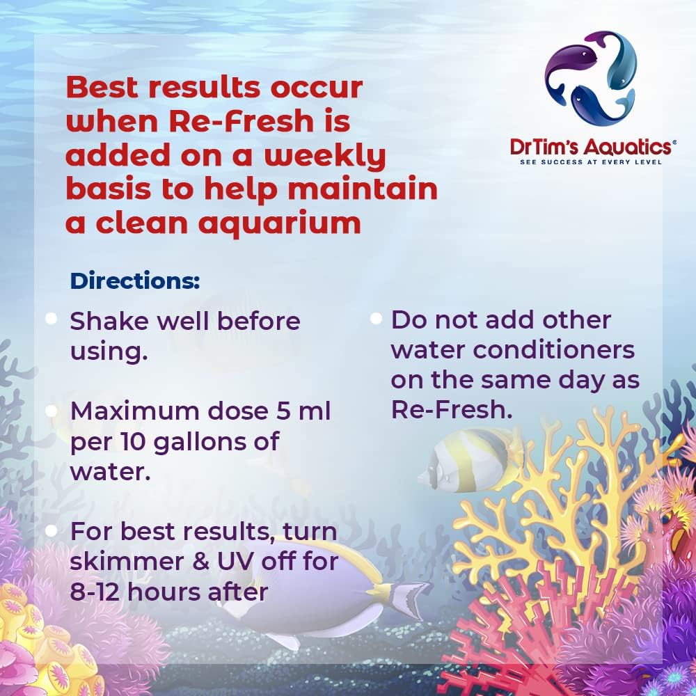 DrTim’s Aquatics Re-Fresh – 16 oz – Natural Water Clarifier for Reef, Nano & Seahorse Aquariums – Removes Green/Brown Water Stains & Odors – 100% Natural Formula - Image 4