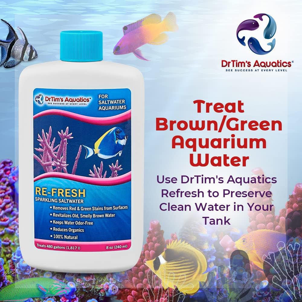 DrTim’s Aquatics Re-Fresh for Saltwater Aquariums – 100% Natural Fish Tank Sanitizer & Revitalizer Conditioner Solution for Fresh, Crystal-Clear, Sparkling Water - Image 2