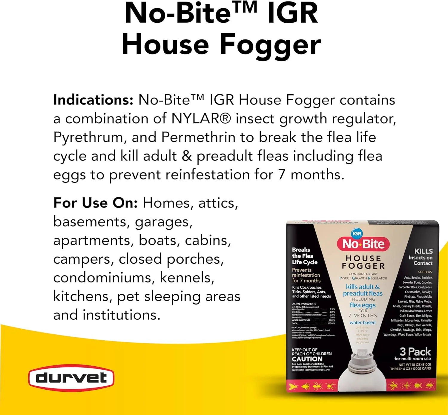 Durvet® No-Bite™ IGR House Fogger – 3 Pack for Flea & Insect Control - Image 3