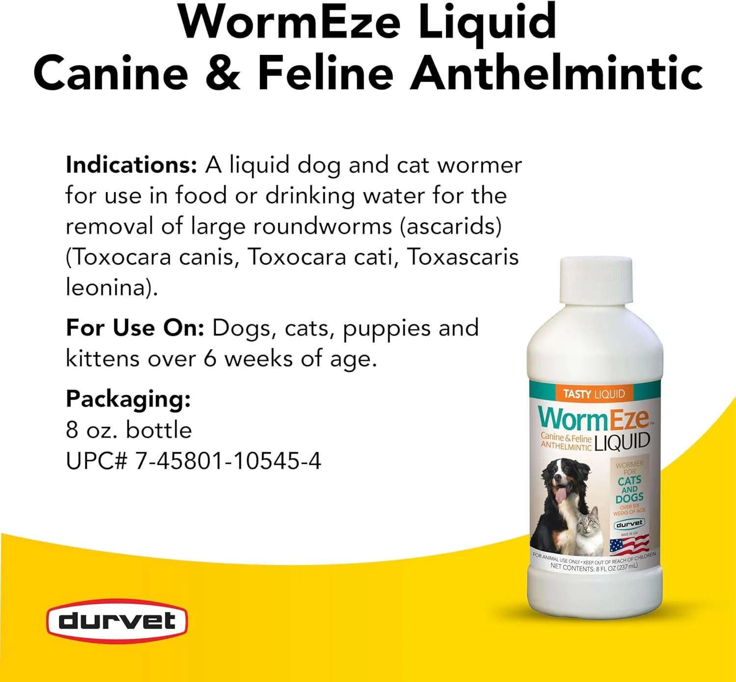 Durvet® WormEze™ Liquid for Dogs & Cats (8 oz.) - Image 4