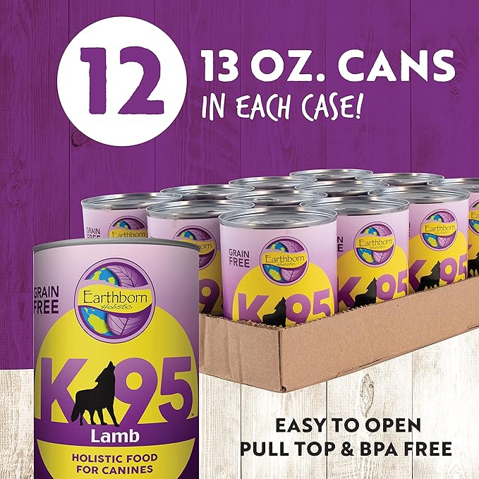 Earthborn Holistic K95 Lamb Recipe Grain-Free Canned Moist Dog Food 12 / 13 oz Can - Image 5