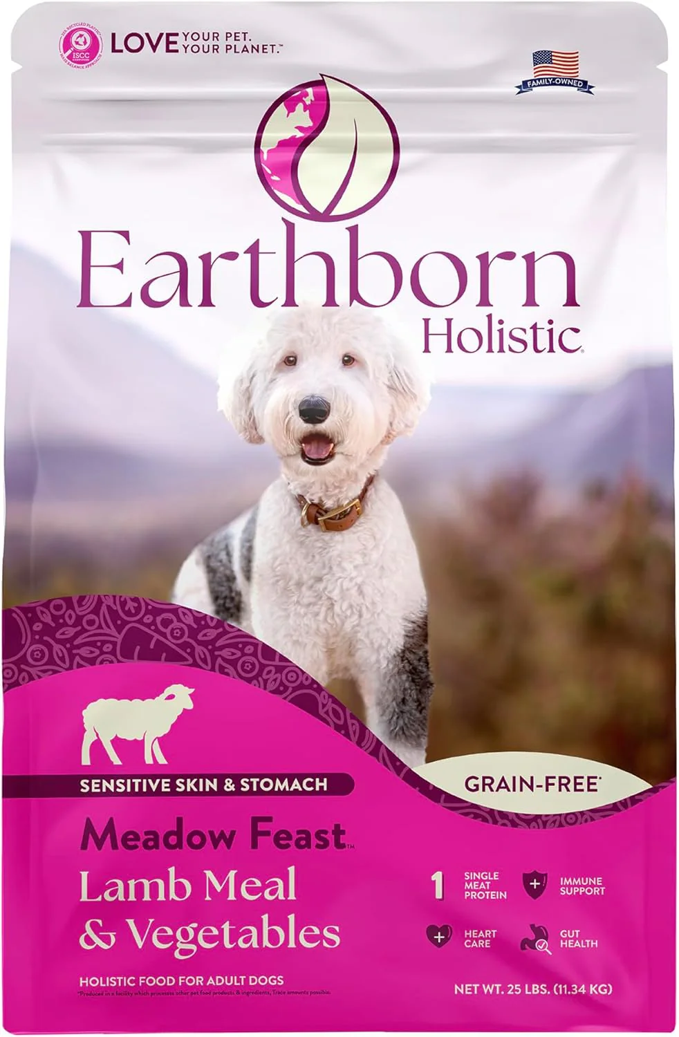 Earthborn Holistic Meadow Feast Lamb Meal & Vegetables Grain-Free Sensitive Skin & Stomach Dry Food for Adult Dogs - Image 8