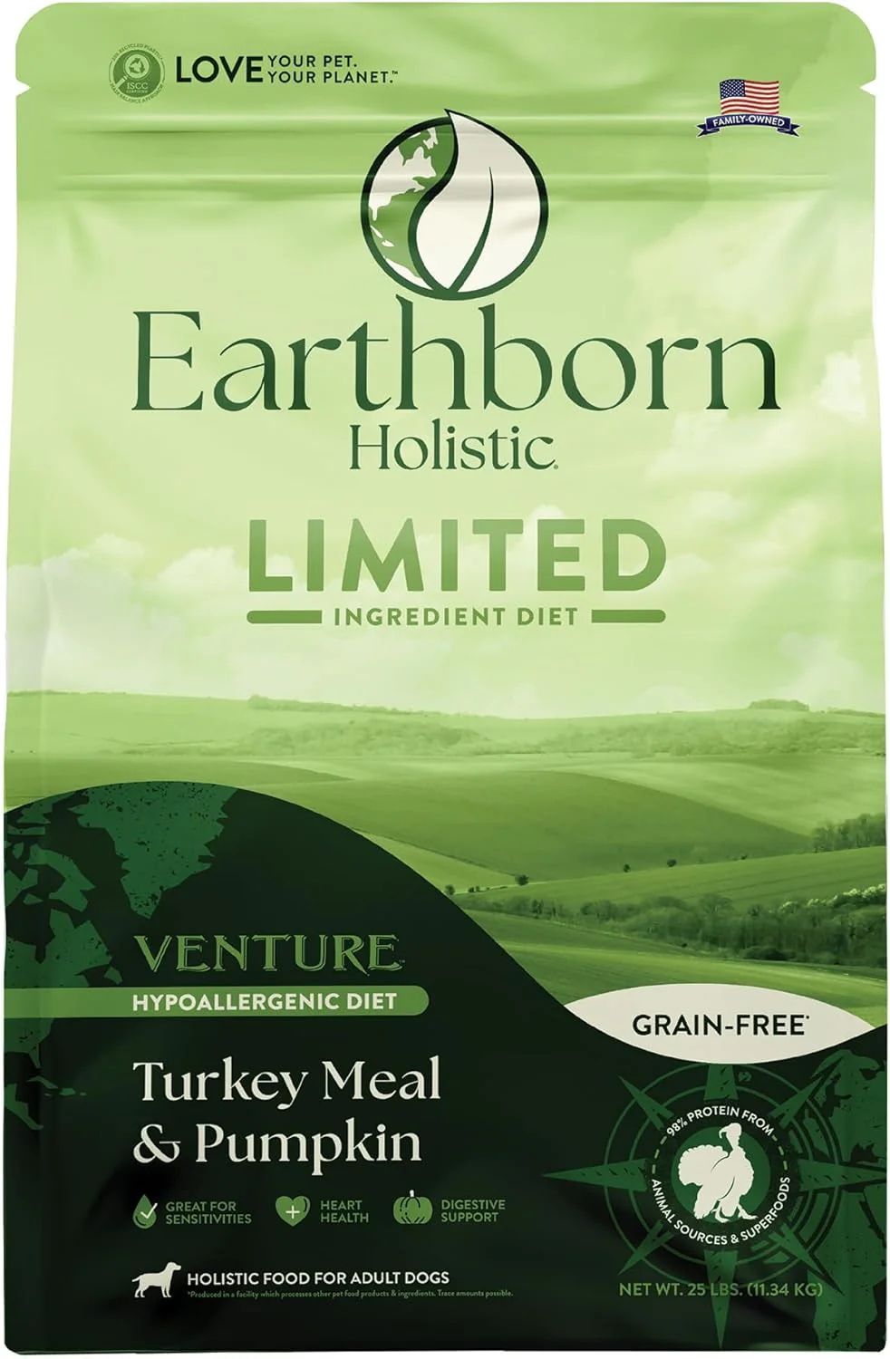 Earthborn Holistic Venture Turkey Meal & Pumpkin Limited Ingredient Diet Grain-Free Dry Food for Adult Dogs - Image 8