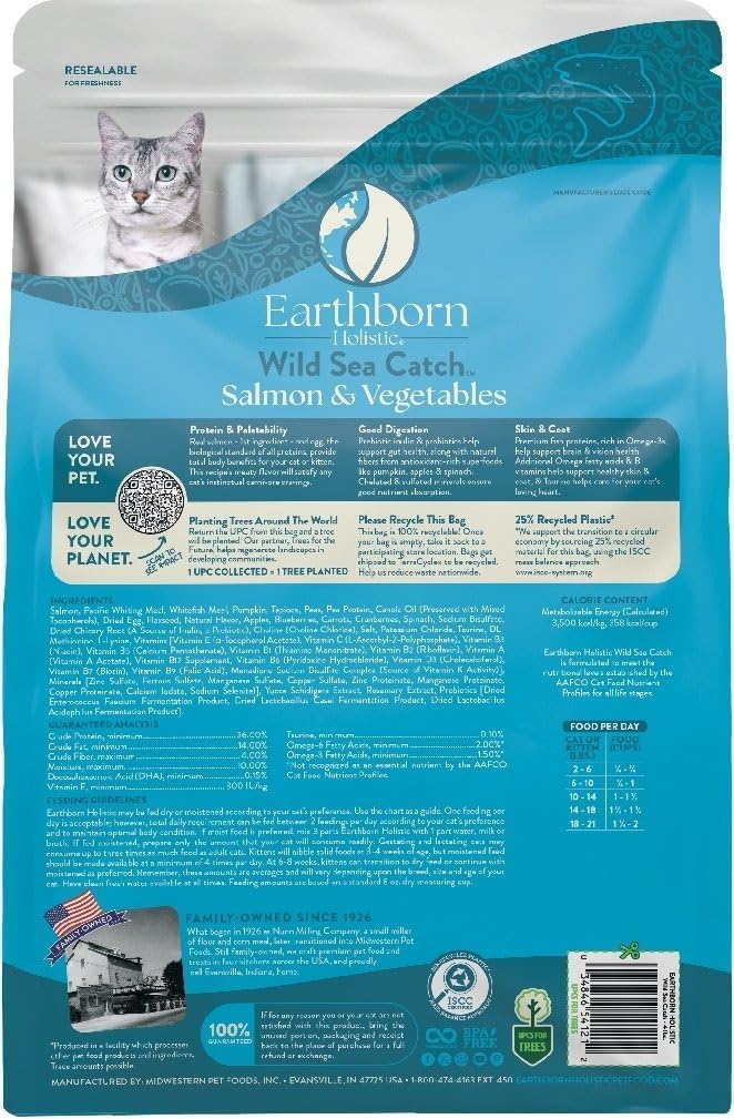 Earthborn Holistic Wild Sea Catch - Grain Free Dry Cat Food Salmon and Vegetables - Image 2