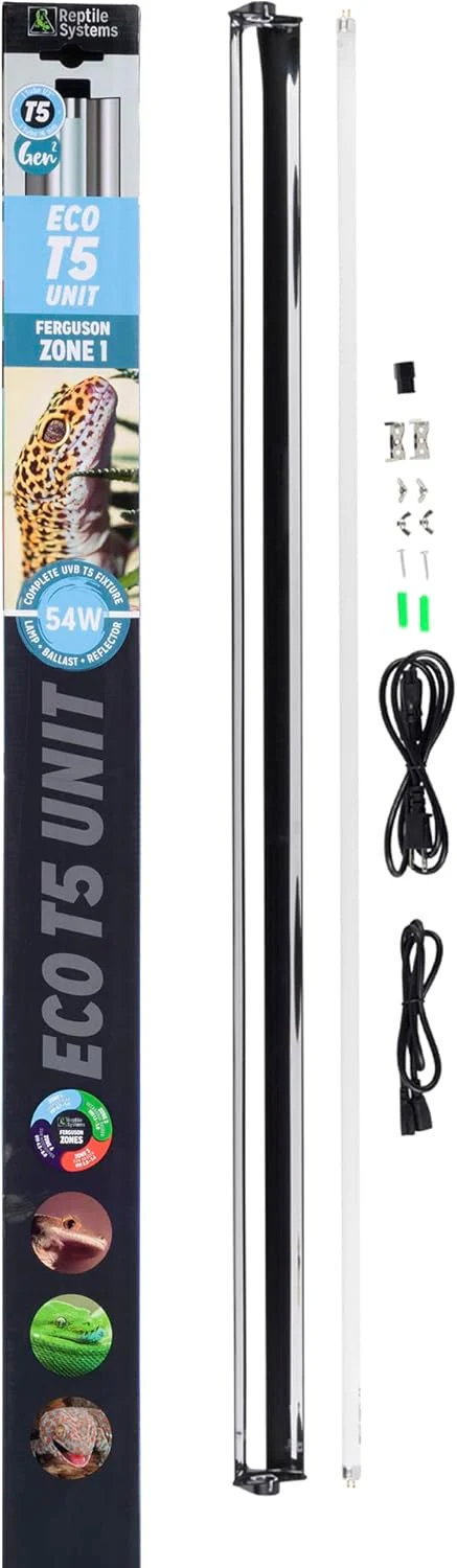 Eco T5 High Output Lighting Kit - Dual Reflector Fixture & Ferguson Zone 1 Lamp 2.4% - Full Spectrum UVA & UVB Amphibian & Reptile Lighting - Image 9