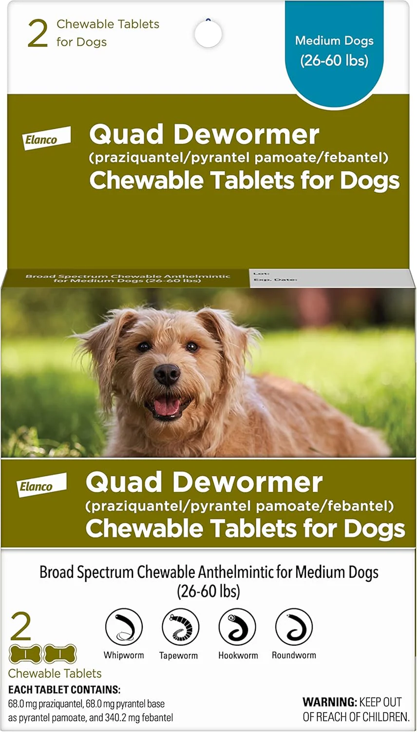 Elanco Chewable Quad Dewormer for Dogs, , 4 Chewable Tablets, White - Image 9