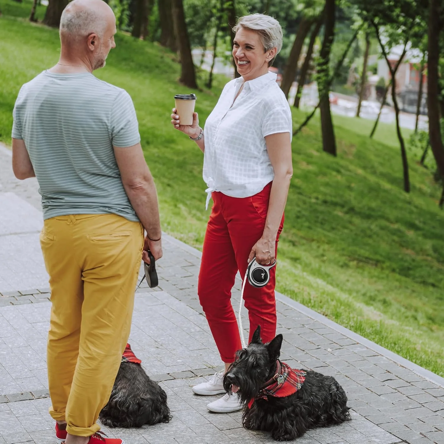 FLEXI® New Comfort Tape Retractable Dog Leash for Small Dogs Upto 33 lbs. – 16 ft., Grey/Black | Tangle Free Pet Walking Leash with One-Handed Brake, Pause, Lock |German Quality Product - Image 7