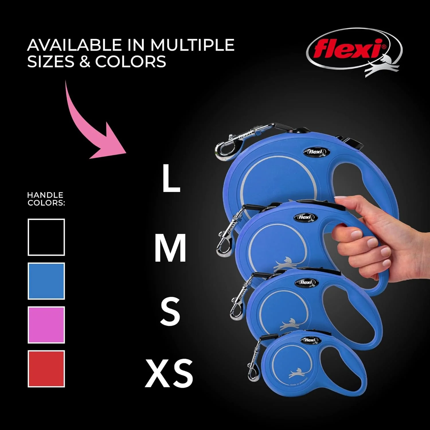 FLEXI New Classic Tape Retractable Dog Leash for Large Dogs Upto 110 lbs. – 16 ft., Blue | Tangle Free Pet Walking Leash with One-Handed Brake, Pause, Lock|German Quality Product - Image 6