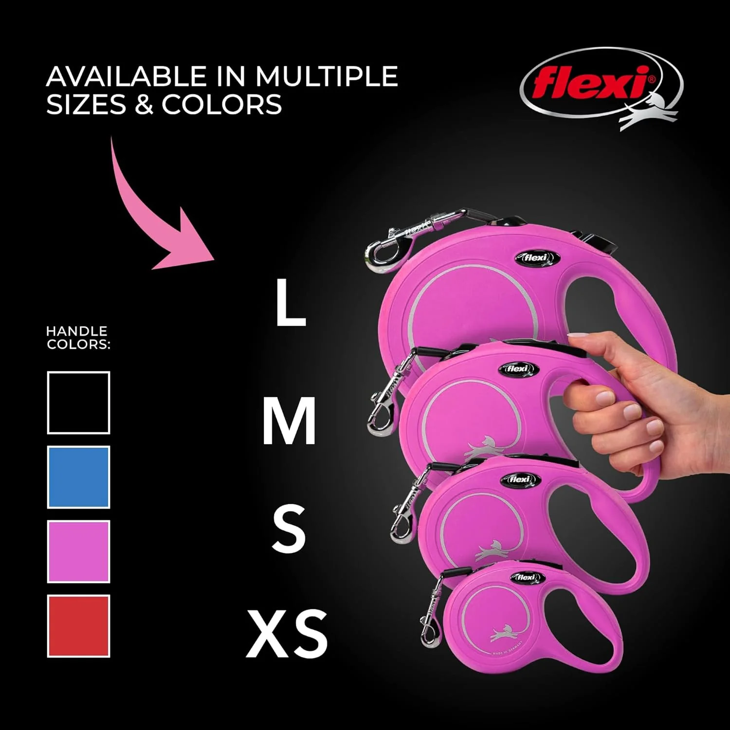 FLEXI New Classic Tape Retractable Dog Leash for Small Dogs Up to 33 lbs. – 16 ft., Pink Tangle-Free Pet Walking Leash with One-Handed Brake, Pause, Lock German Quality Product - Image 6