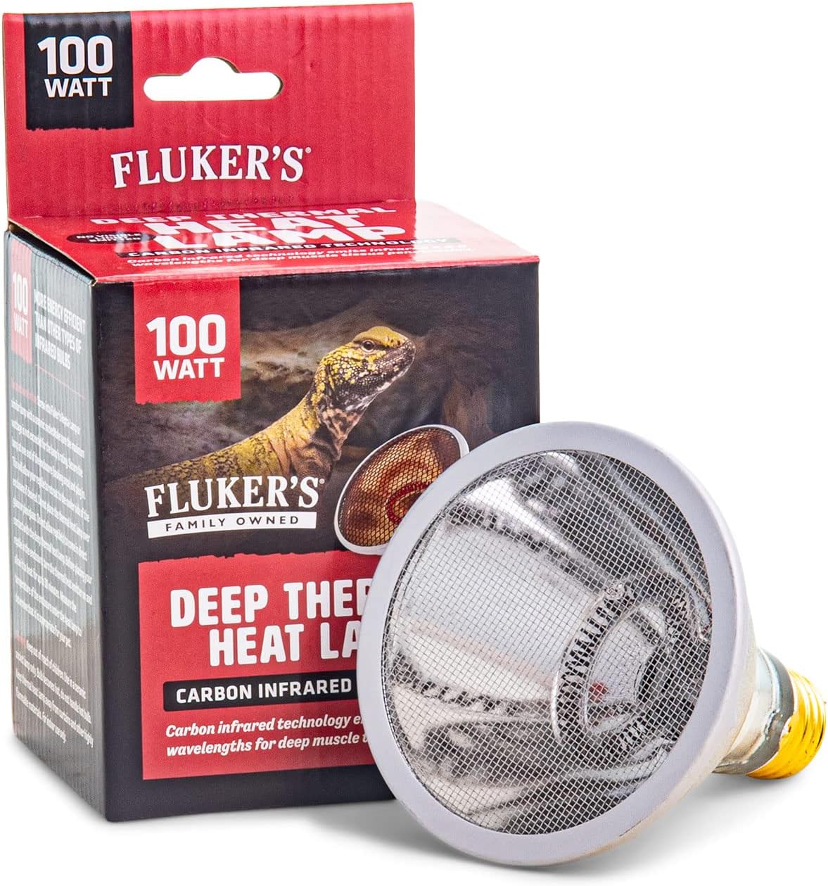 Fluker's Deep Thermal Heat Lamp for Reptiles with Carbon Infrared Technology, for All Reptile Tanks, Great for Basking