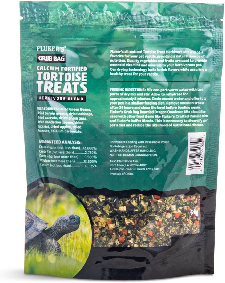 Fluker's Grub Bag Calcium Fortified Tortoise Treats, All Natural Herbivore Blend Fruits and Vegetables, for Tortoise and Herbivore Pets, 4 oz - Image 2