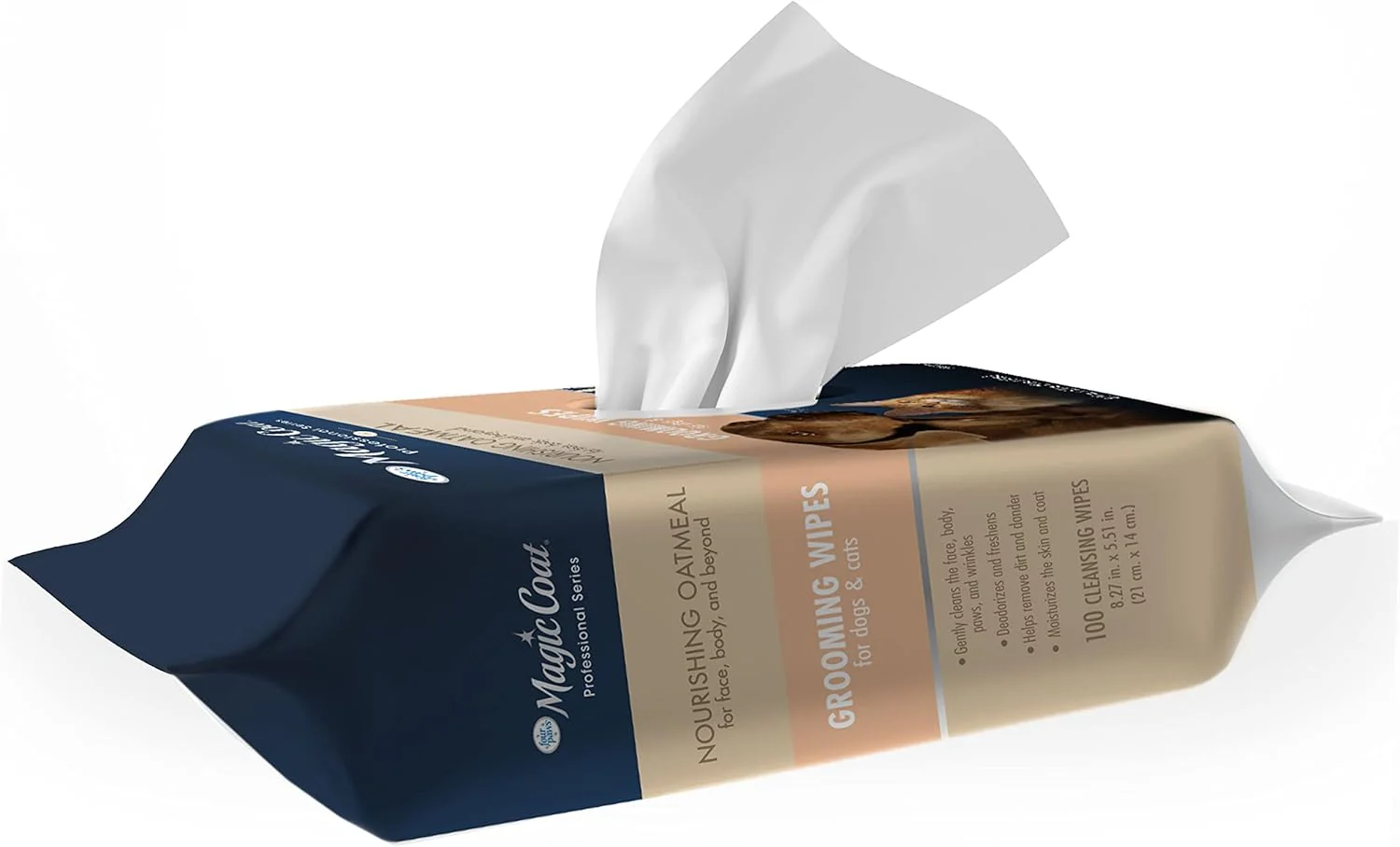 Four Paws Magic Coat Professional Series Nourishing Oatmeal Cat and Dog Grooming Wipes - Fresh Peach Scent - Image 3