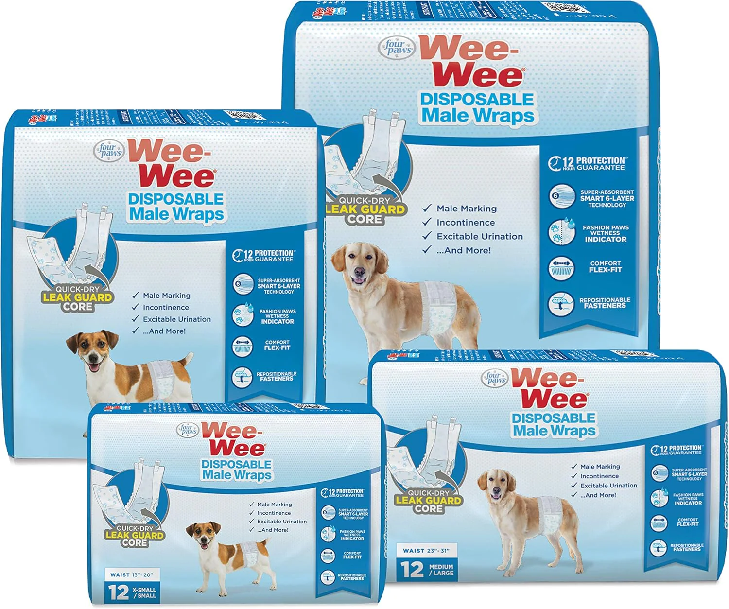 Four Paws Wee-Wee Super Absorbent Disposable Adjustable Dog Potty Training Male Wraps Diapers, Leak-Proof Protection for Puppies and Small Dogs - Image 9