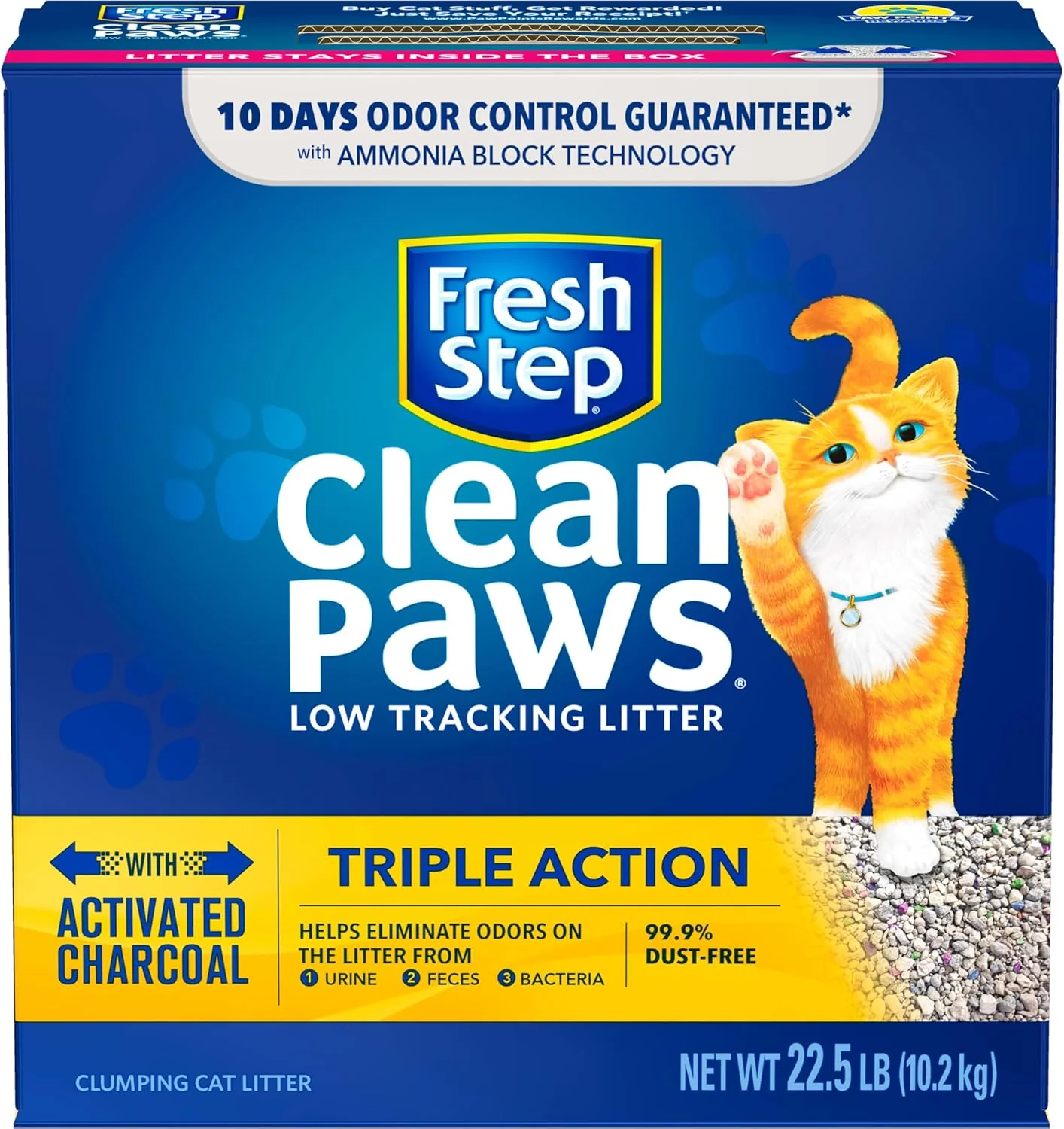 Fresh Step Clean Paws Cat Litter With Triple Action, Low-Tracking Clumping Litter, 22.5 lb. Box - Image 6