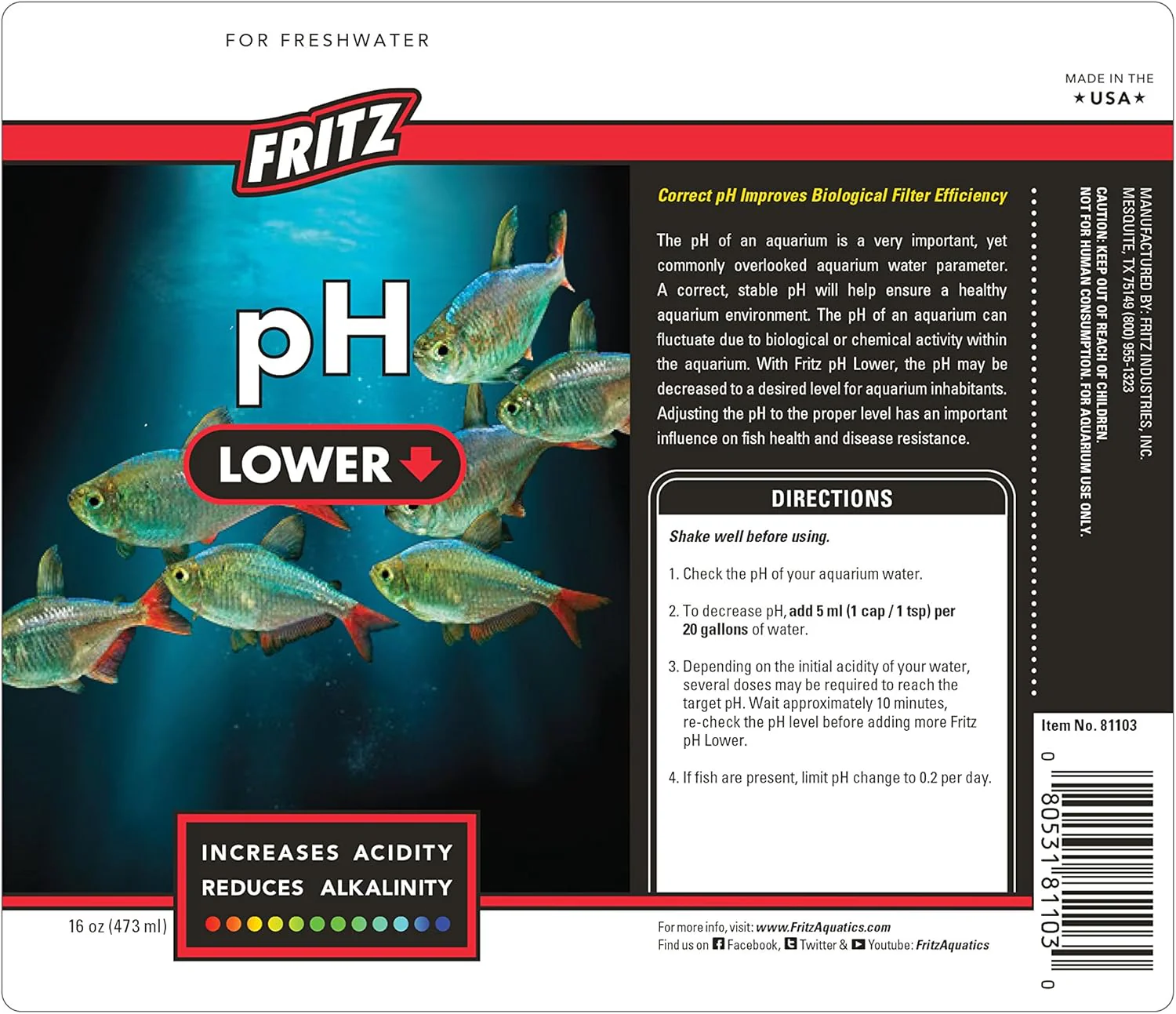Fritz Aquatics 81103 Fritz pH Lower for Fresh and Salt Water Aquariums - Image 2