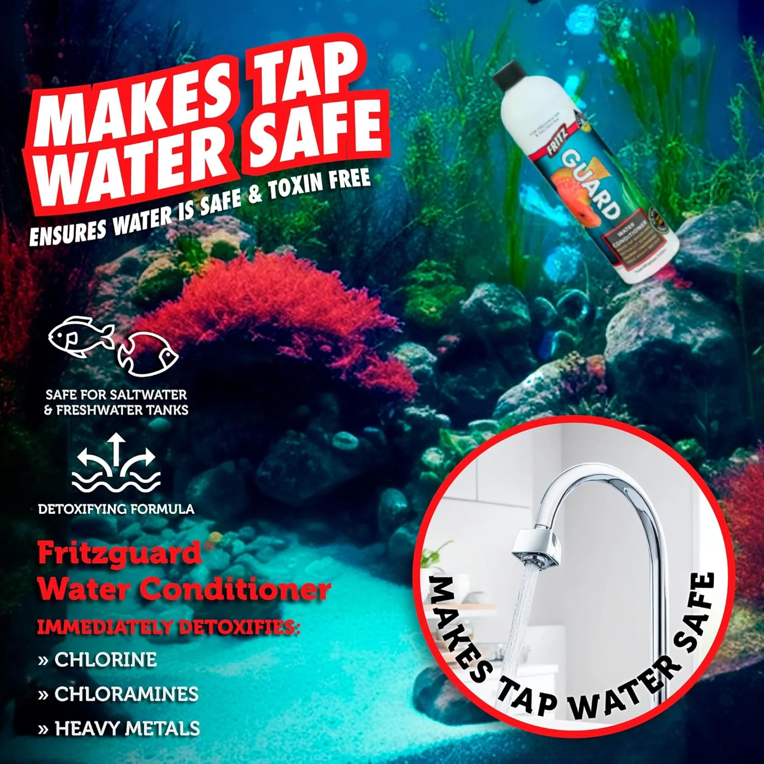 Fritz Aquatics FritzGuard Water Conditioner/Dechlorinator Makes Tap Water Safe for Fresh & Salt Water Aquariums - Image 3