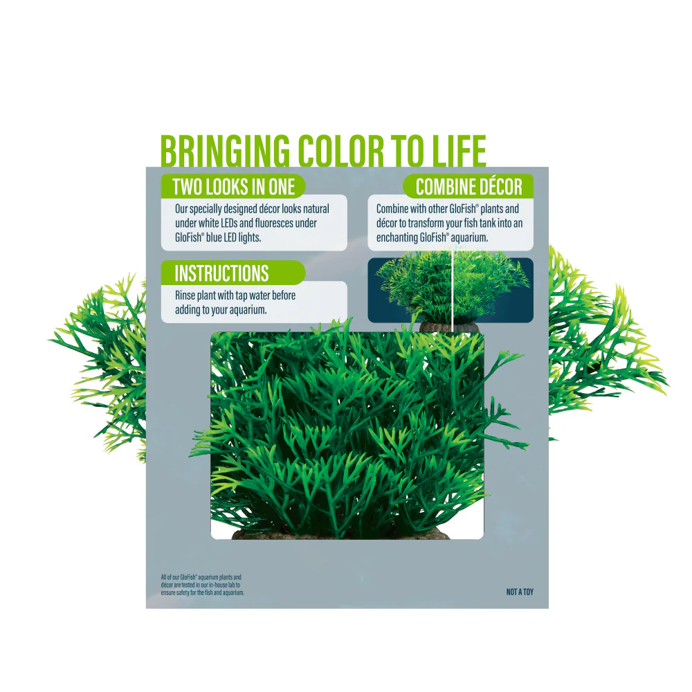 GloFish Java Moss Plant Aquarium Décor, Green Medium, Fluorescent Under Blue LED Light - Image 2
