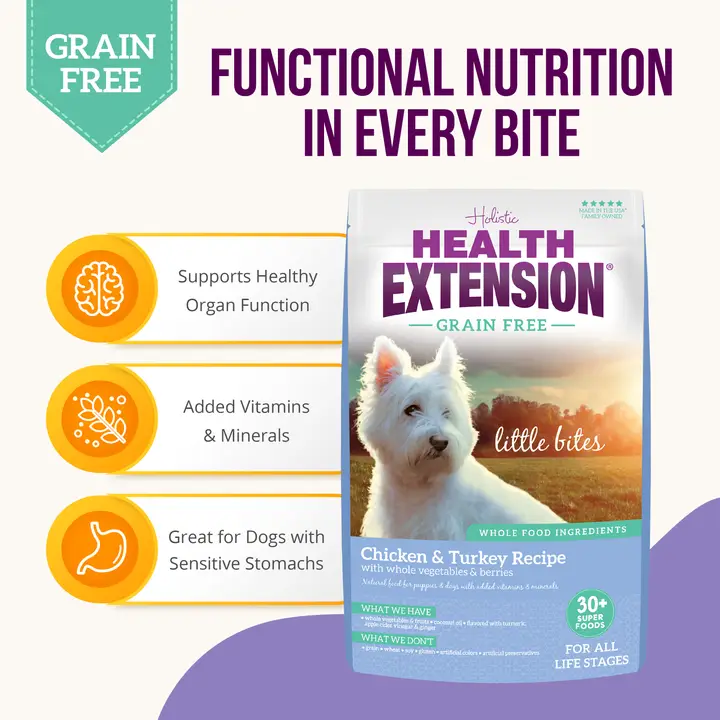 Health Extension Grain Free Little Bites Chicken & Turkey Dog 12 lb - Image 5