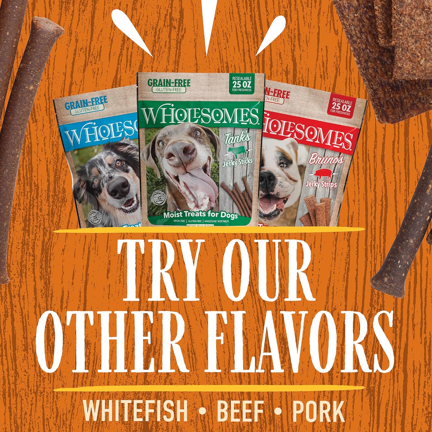 Wholesomes Heidi's Jerky Sticks Grain-Free Moist Dog Treats - Image 5