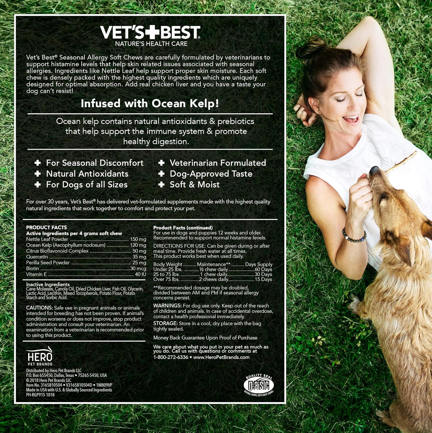 HERO PET Vet's Best Seasonal Allergy Soft Chews for Dogs, Anti Itch For Dogs, Pet Allergy Chews, Dog Allergy Chews Natural Allergy & Immune Support Supplement with Probiotics and Antioxidants (30 Soft Chews) - Image 5
