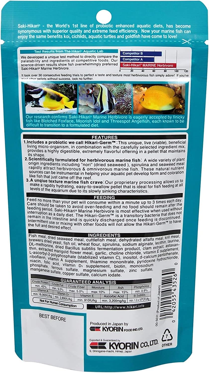 Hikari Medium Marine Herbivore Probiotic Enhanced Sinking Pellets, 3.17 Ounces Each - Image 2