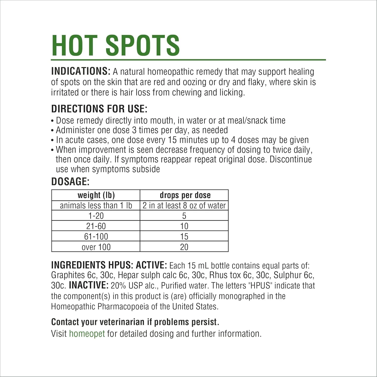 HomeoPet Hot Spots, Safe and Natural Cat and Dog Skin-Soothing Medicine for Red, Irritated, and Flaky Pet Skin, 15 Milliliters - Image 6