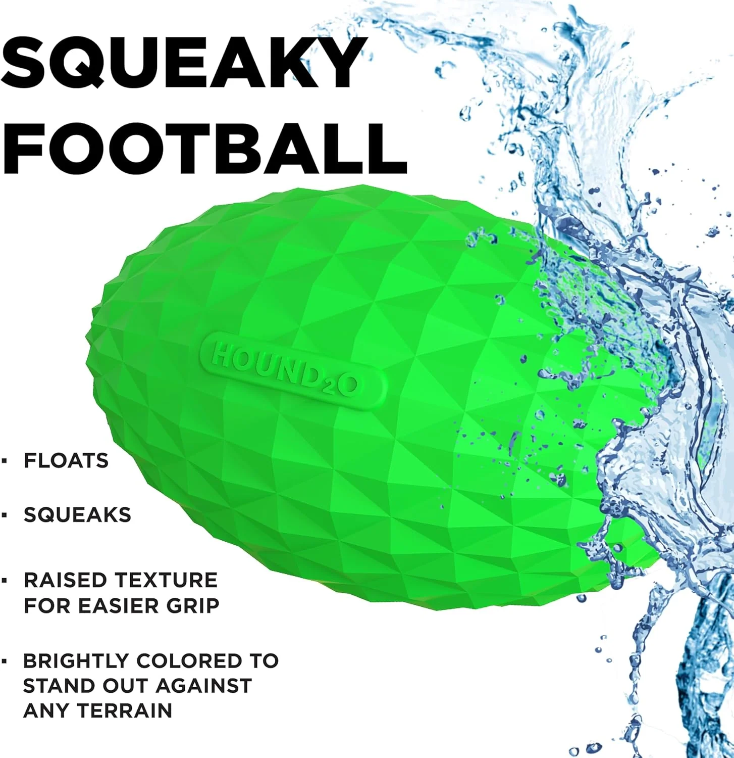 Hound2O Outdoor Dog Toys | Squeaky Football for Dogs, Durable Toy That Floats for Water Adventures | Interactive Ball for Dogs Made from Non-Toxic Materials - Image 2