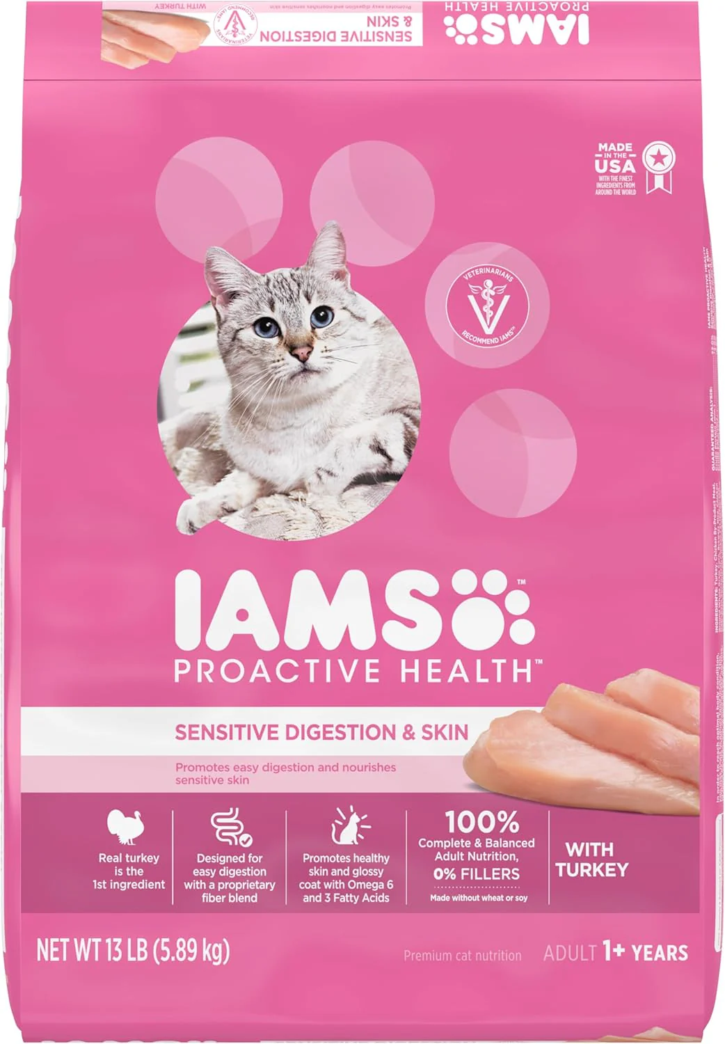 IAMS Proactive Health Adult Sensitive Digestion & Skin Dry Cat Food with Turkey - Image 14