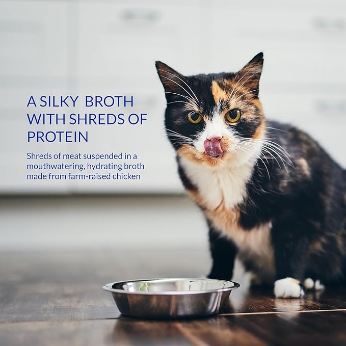INABA Churu Broth for Cats, Creamy Broth with Shredded Chicken Side Dish Pouch, 1.4 Ounces per Pouch, 12 Pouches, Chicken & Tuna Recipe - Image 2