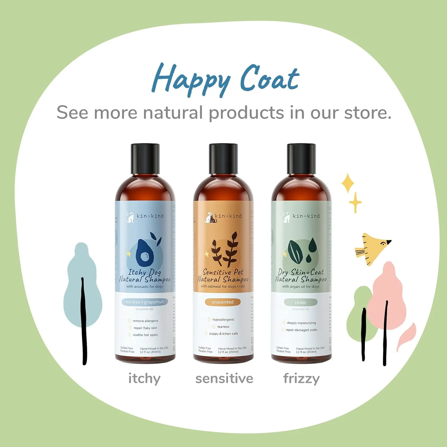 kin+kind Pet Shampoo for Itchy Dog and Cat (12 fl oz) - Soothe Itch and Hot Spot Irritation - Safe, Natural Formula with Olive Oil, Coconut Oil and Avocado Oil - Made in USA - Image 6