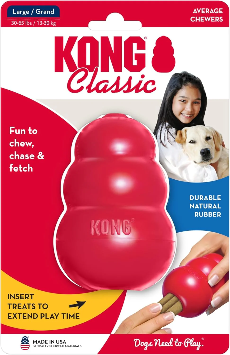 KONG Classic Stuffable Dog Toy - Fetch & Chew Toy for Dogs - Treat-Filling Capabilities & Erratic Bounce for Extended Play Time - Durable Natural Rubber Material - Image 4