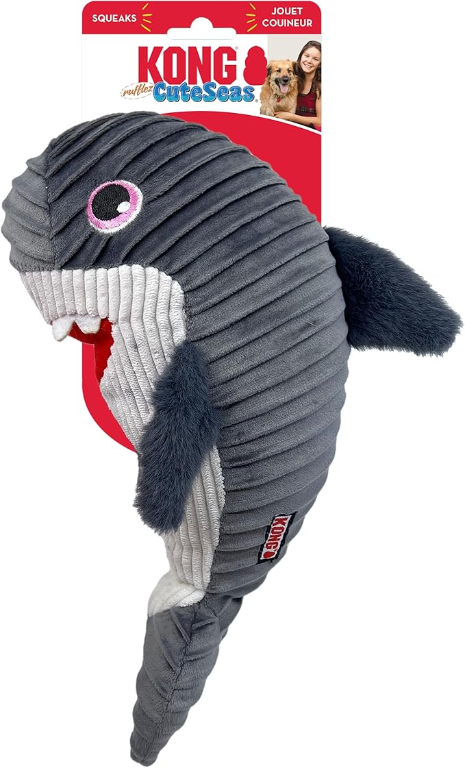 KONG Cuteseas Rufflez Soft Ridged Plush Dog Toy (Shark) - Image 3