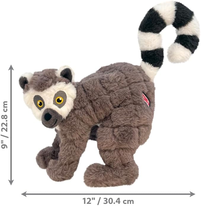 KONG Scampers Wildlife Plush Dog Toy with Low Tone Squeaker (Lemur) - Image 4
