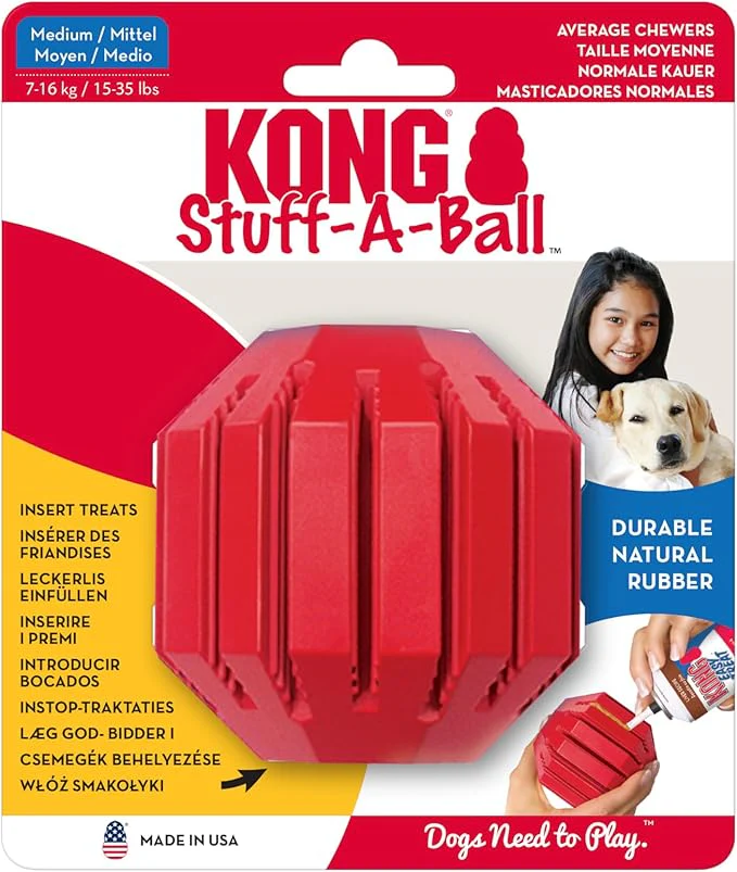 KONG Stuff-A-Ball - Durable, Natural Rubber Chew Toy for Dogs - Dental Health Pet Toy for Chewing & Teeth Cleaning - Stuffable for Treats & Snacks - Image 3