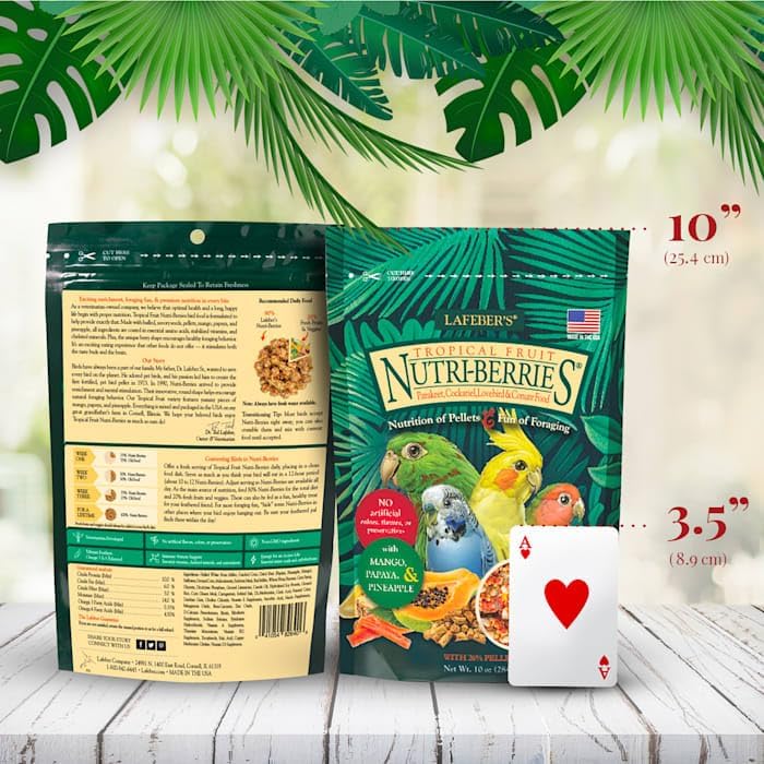 LAFEBER'S Tropical Fruit Nutri-Berries Pet Bird Food, Made with Non-GMO and Human-Grade Ingredients, for Cockatiels Conures Parakeets (Budgies) Lovebirds (Tropical Fruit 10 oz) - Image 2