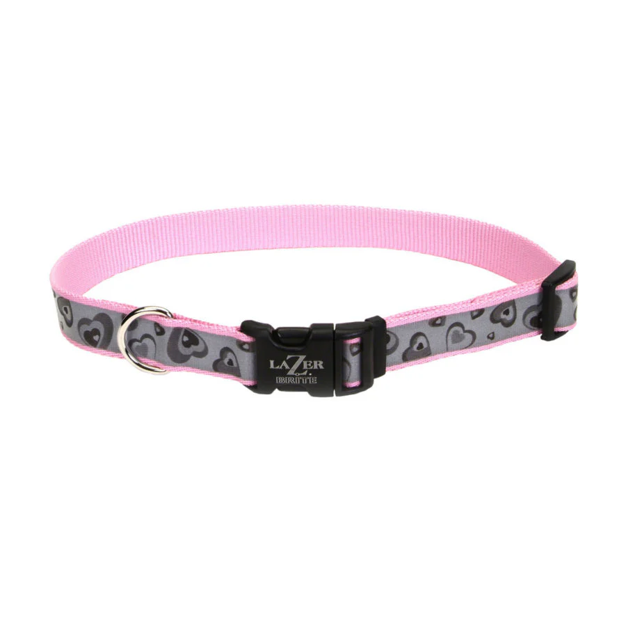 Lazer Brite Coastal Pet - Lazer Brite - Reflective Adjustable Dog Collar, Pink New Hearts - Image 2