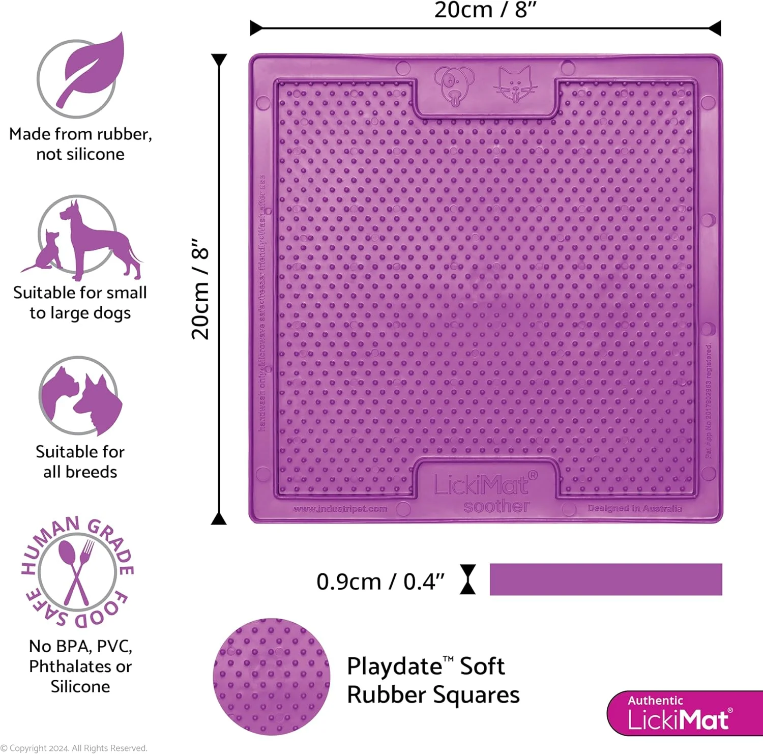 LickiMat Classic Soother Slow Feeder for Dogs Lick Mat Boredom Anxiety Reducer Perfect for Food Treats Yogurt Liquid Food Peanut Butter Fun Alternative to a Slow Feed Dog Bowl, Purple - Image 2