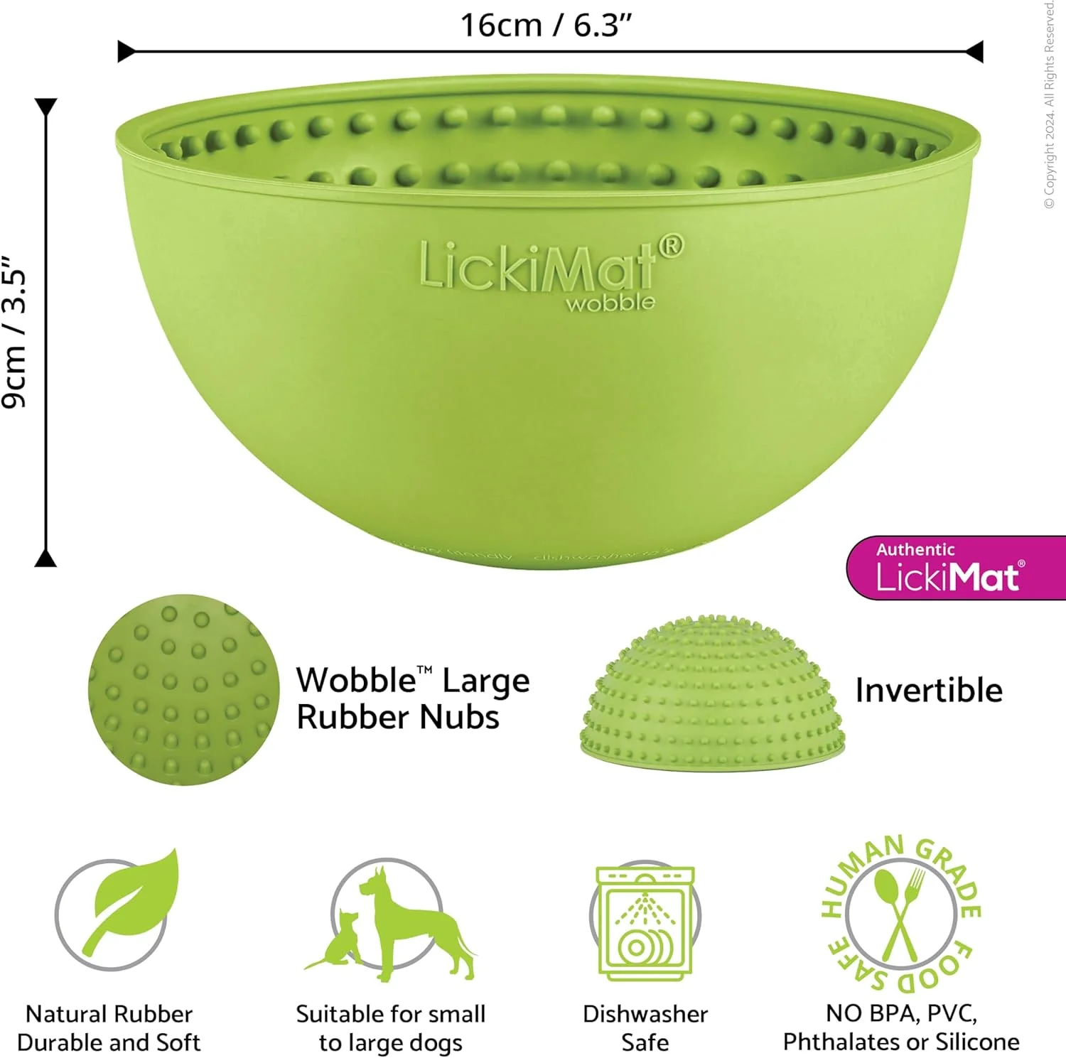 LickiMat Wobble, Dog Slow Feeder Bowl Lick Mat, Boredom Anxiety Reducer; Perfect for Food, Treats, Yogurt, or Peanut Butter. Fun Alternative to a Slow Feed Dog Bowl, Green - Image 2