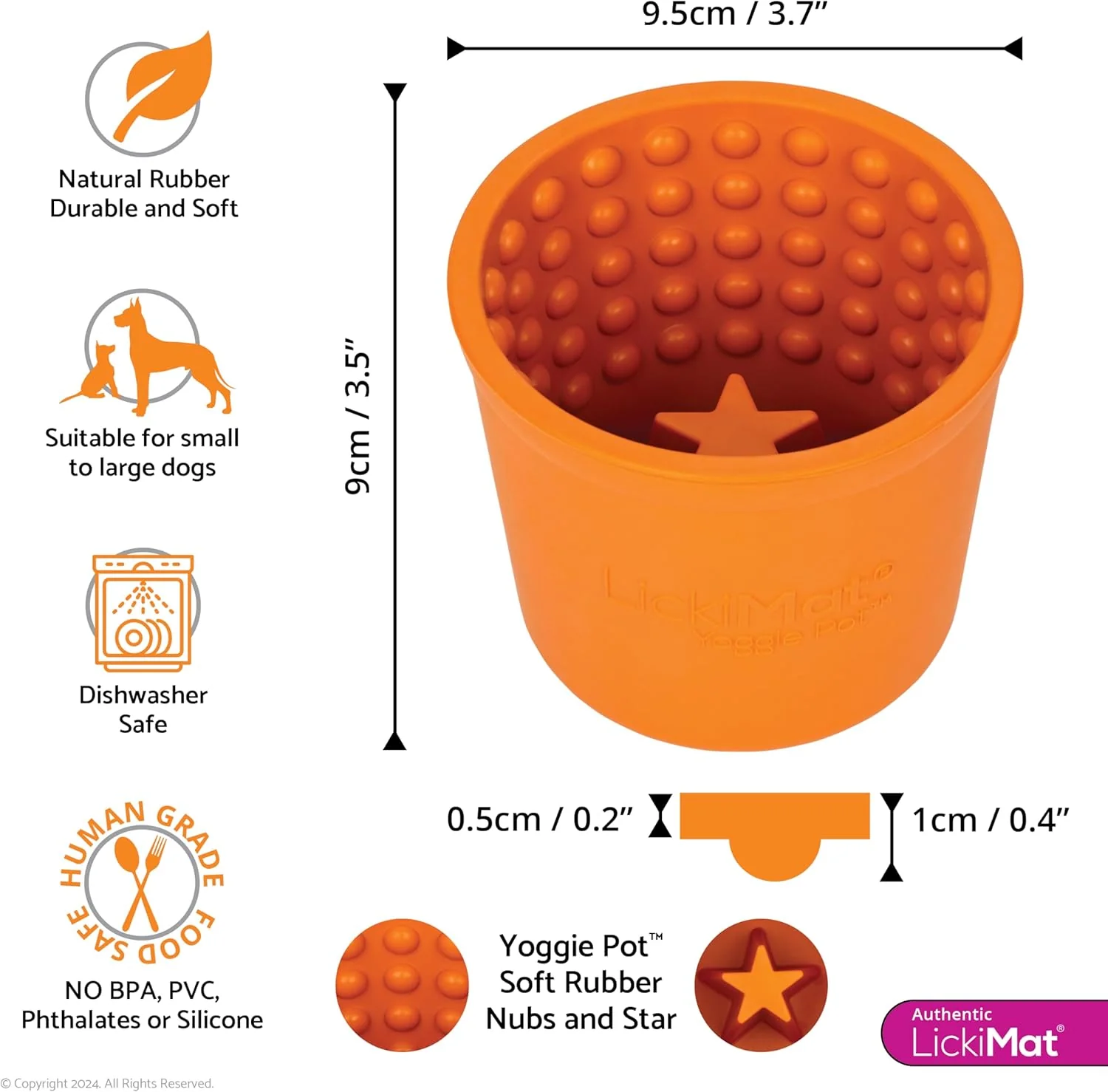 LICKIMAT Yoggie Pot - Distraction, Fun and Enrichment. Long Lasting Rubber Licking Treat Dispenser for All Dog Sizes and Slow Feeder for Small Dogs - Orange - Image 2