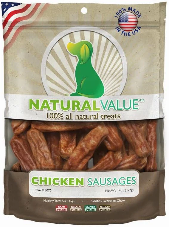 Loving Pets Natural Value Chicken Sausages - Soft Jerky Dog Treats for Large & Small Breeds - Healthy Gluten, Wheat, Soy & Grain Free Pet Treats for Dogs
