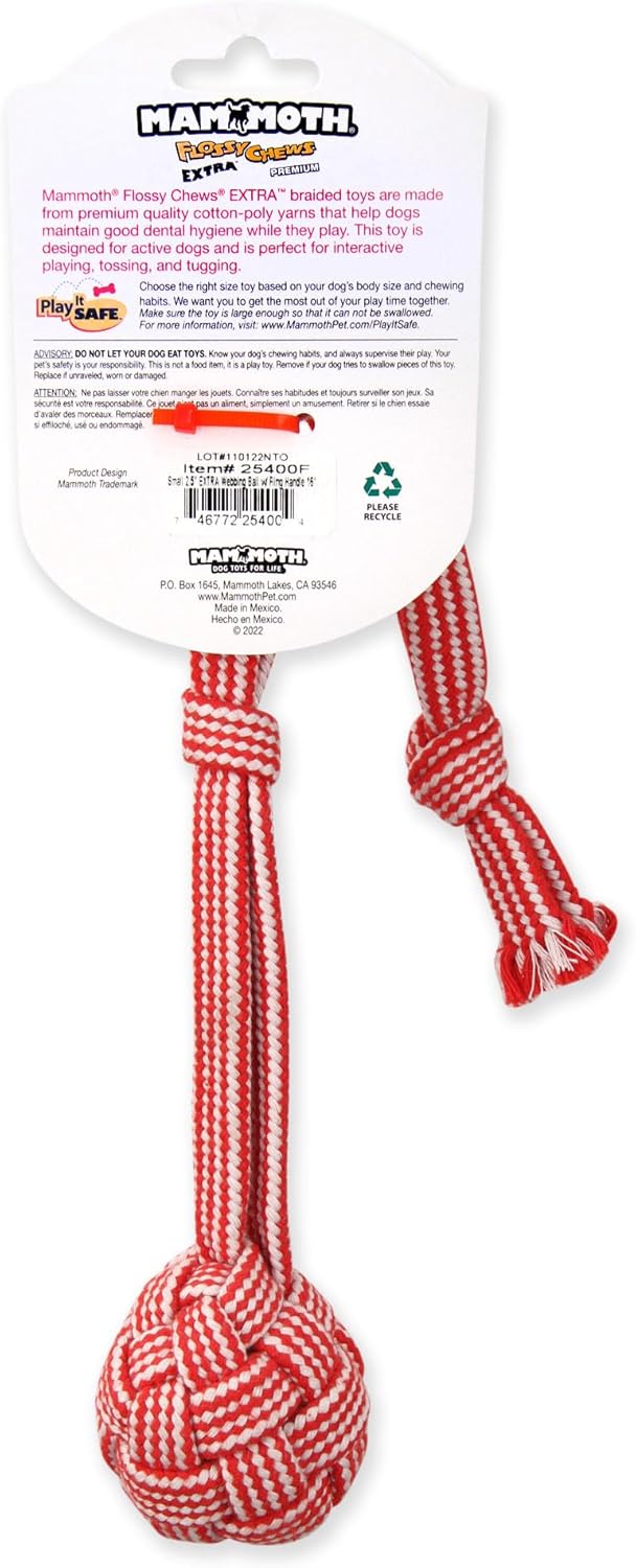 Mammoth Pet Products Extra Flossy Webbing Ball w/Fling Handle Dog Toy, - Image 4