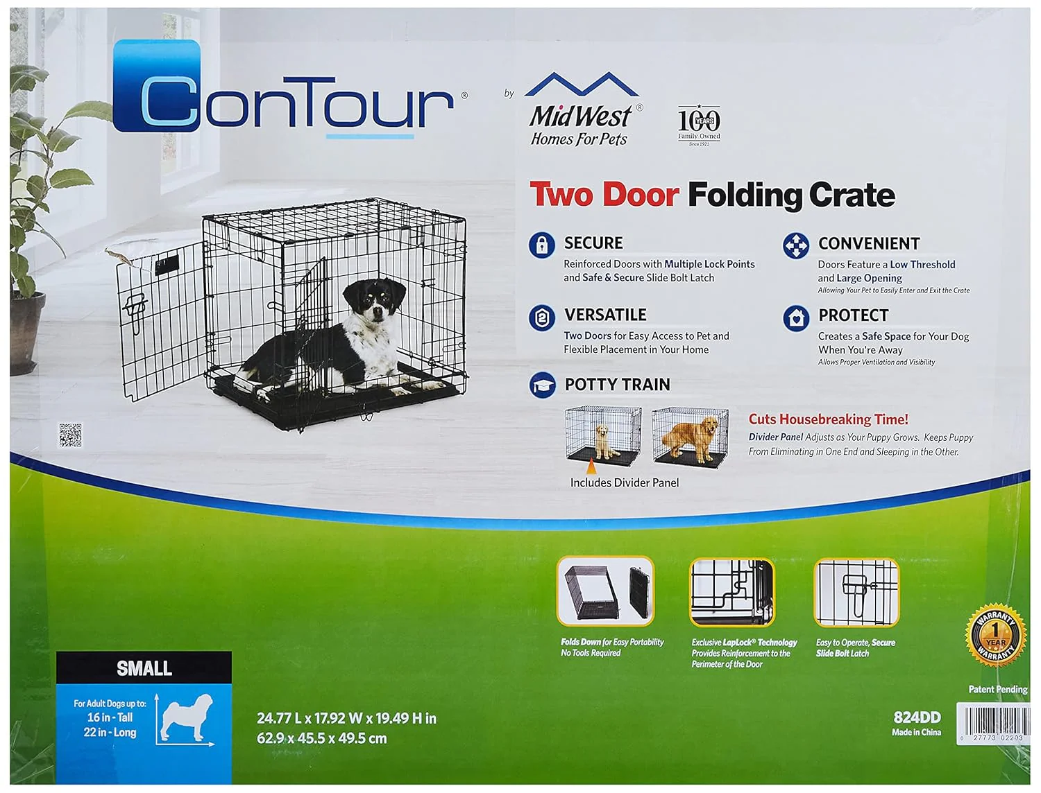 Midwest 24" ConTour Double Door Crate 24" x 18 x 19 - Image 3
