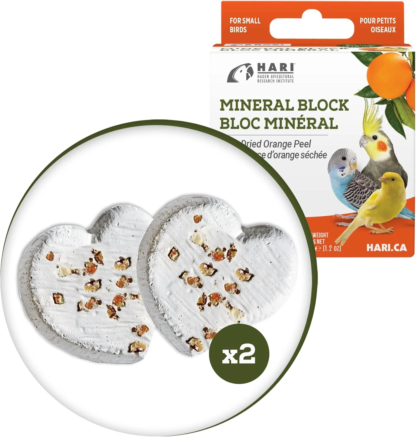 Mineral Block for Birds with Dried Orange Peel, Calcium Supplement Bird Treat (Pack of 2) - Image 3