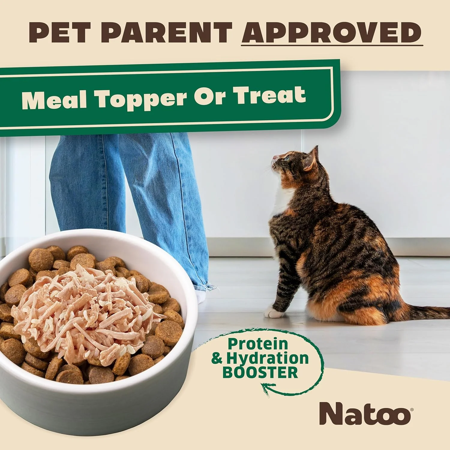NATOO Cat Food Topper for Picky Eaters & Healthy Soft Cat Treat (Chicken & Brown Rice in Broth), Wet Food with Gravy, High Protein & Limited Ingredient, 2.4 oz (Case of 20) - Image 2